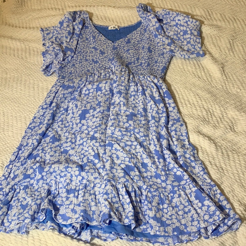 Size Small Blue and White Floral Maternity Dress from Pinkblush